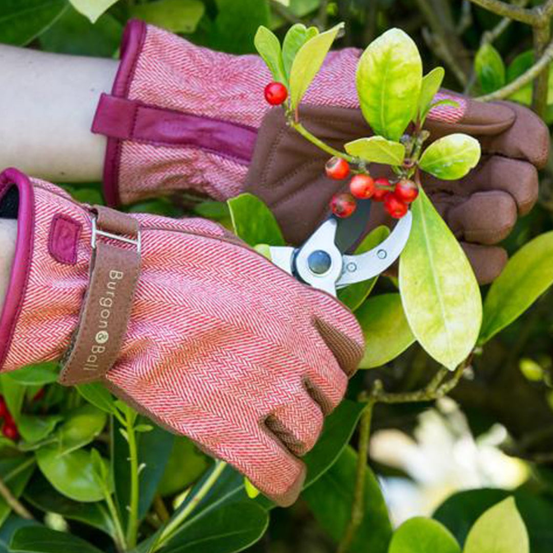 Burgon & Ball 'Love the Glove' Red Tweed Gardening Gloves - 2 Sizes