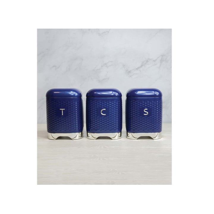 Lovello Blue Tea, Coffee & Sugar Canister Set
