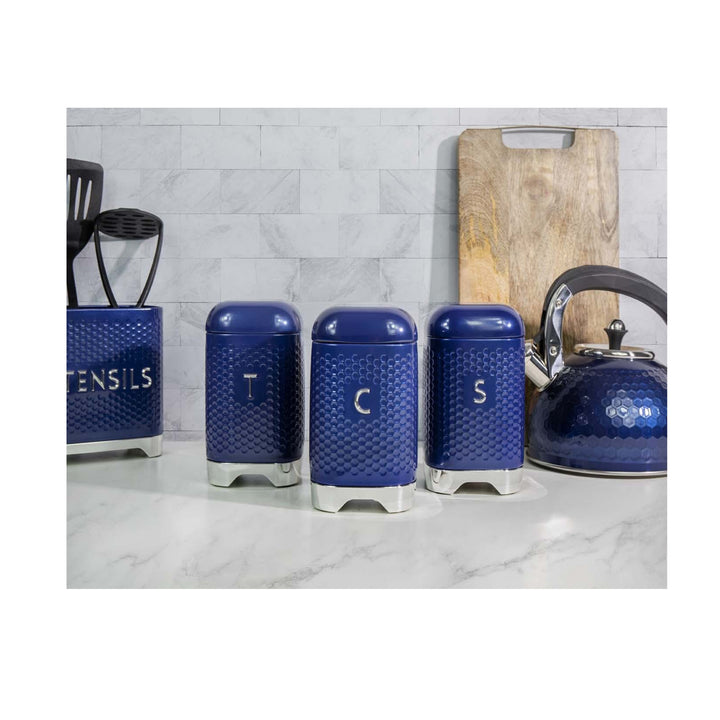 Lovello Blue Tea, Coffee & Sugar Canister Set