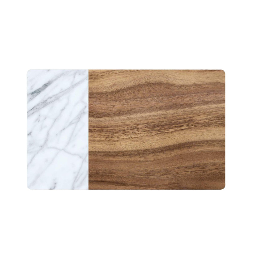 Carrara Marble & Acacia Wood Effect Pet Placemat