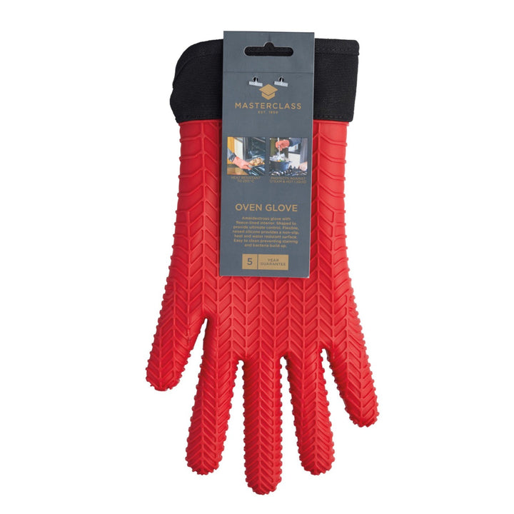 MasterClass Silicone Fleece Lined Oven Glove - Red