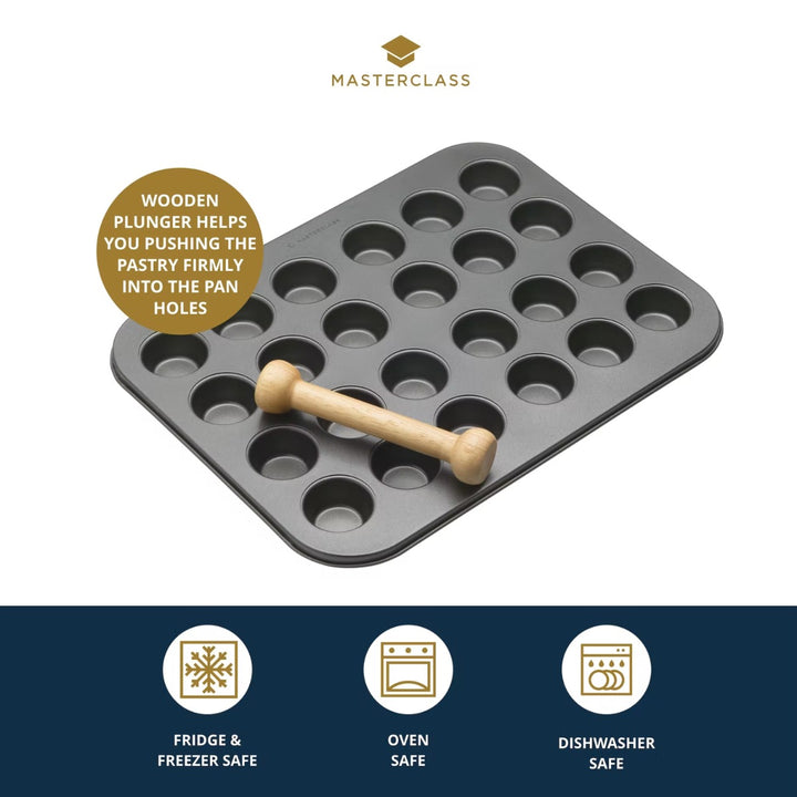 MasterClass Non-Stick Mini Hole Tin with Wooden Tool