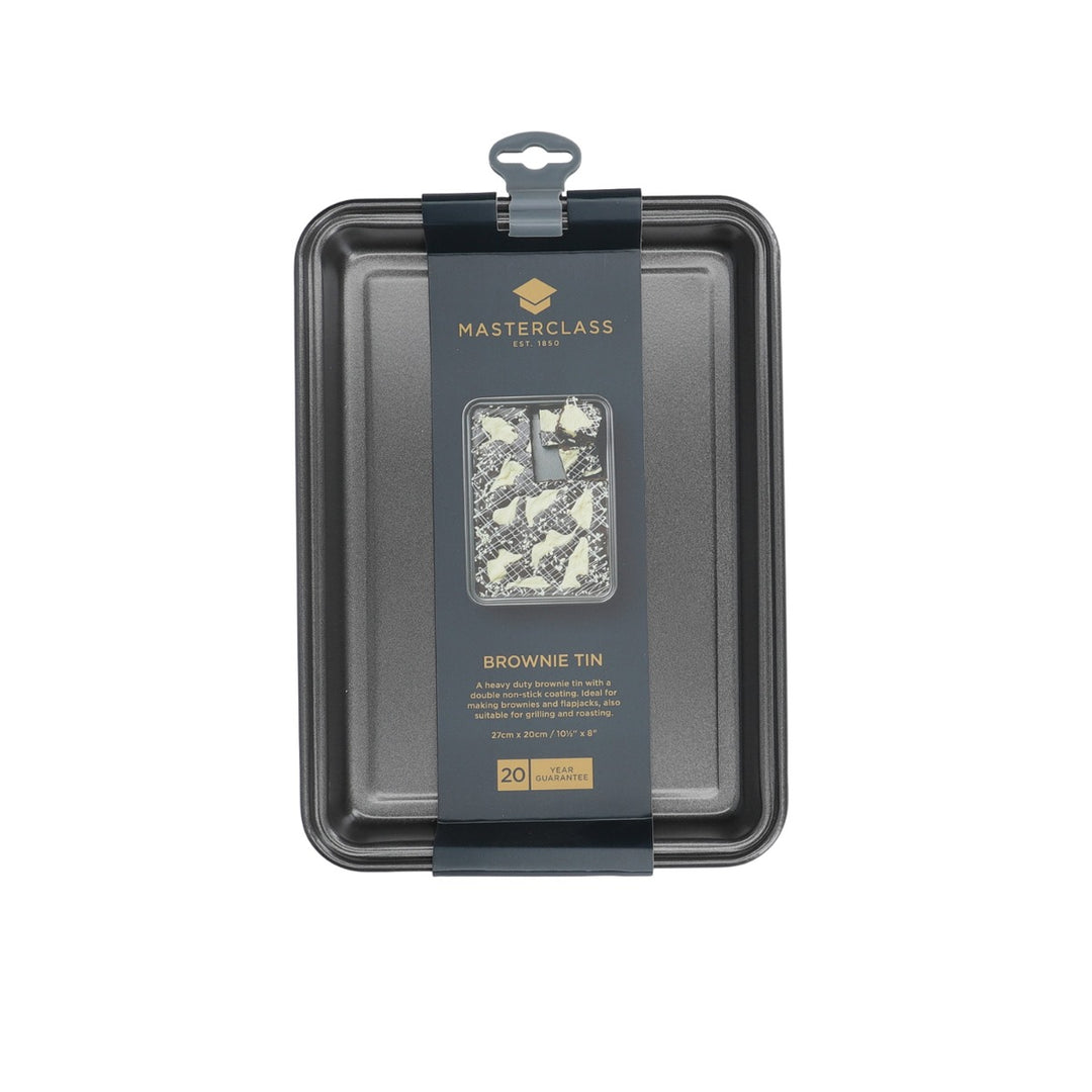 metal brownie tin in cardboard packaging