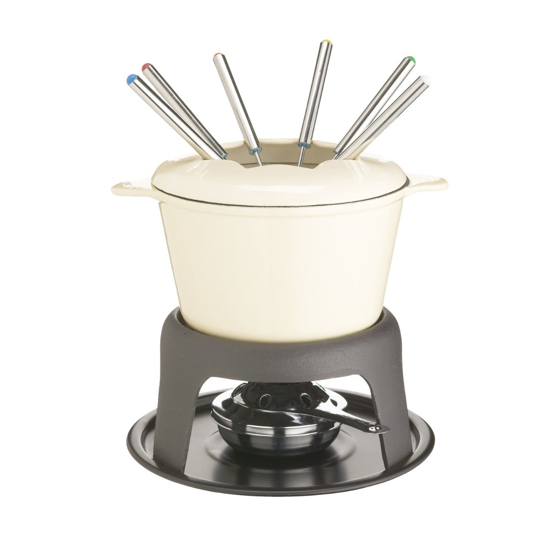 MasterClass Iron Enamelled Fondue Set - Cream