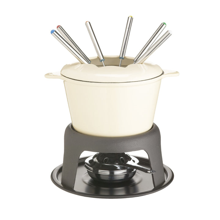 MasterClass Iron Enamelled Fondue Set - Cream
