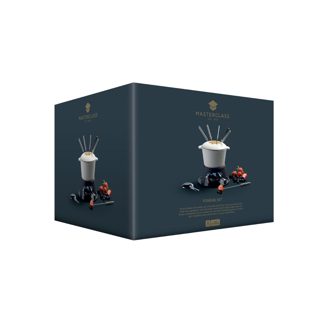 MasterClass Iron Enamelled Fondue Set - Cream