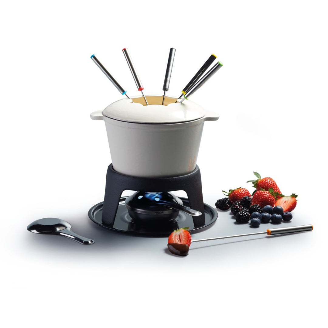 MasterClass Iron Enamelled Fondue Set - Cream