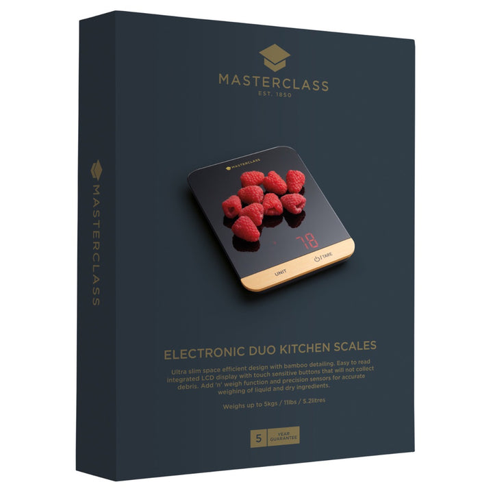 MasterClass Electronic Duo Kitchen Scales with Bamboo Detailing