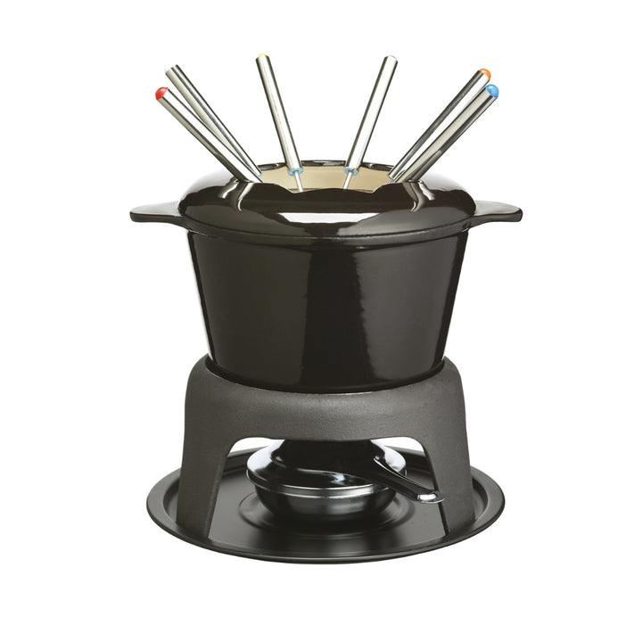 MasterClass Iron Enamelled Fondue Set - Black