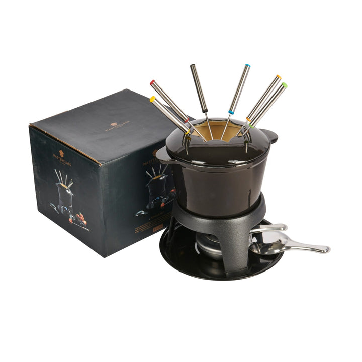 MasterClass Iron Enamelled Fondue Set - Black