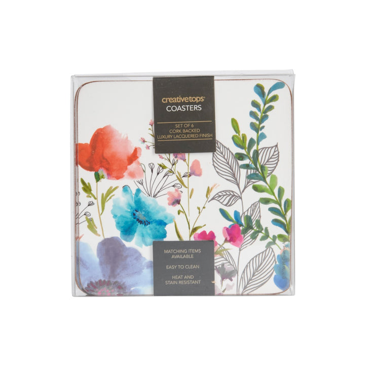 Cork-backed floral coasters