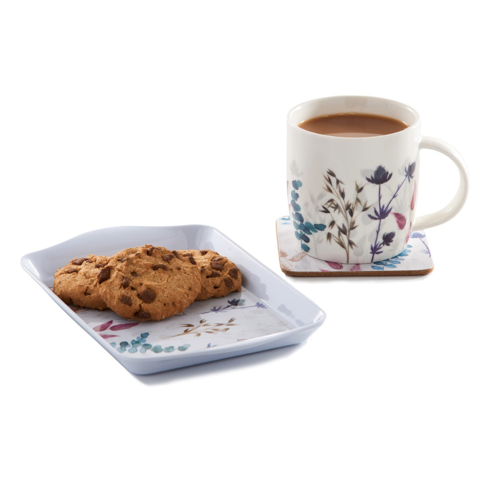  china mug and plastic tray set