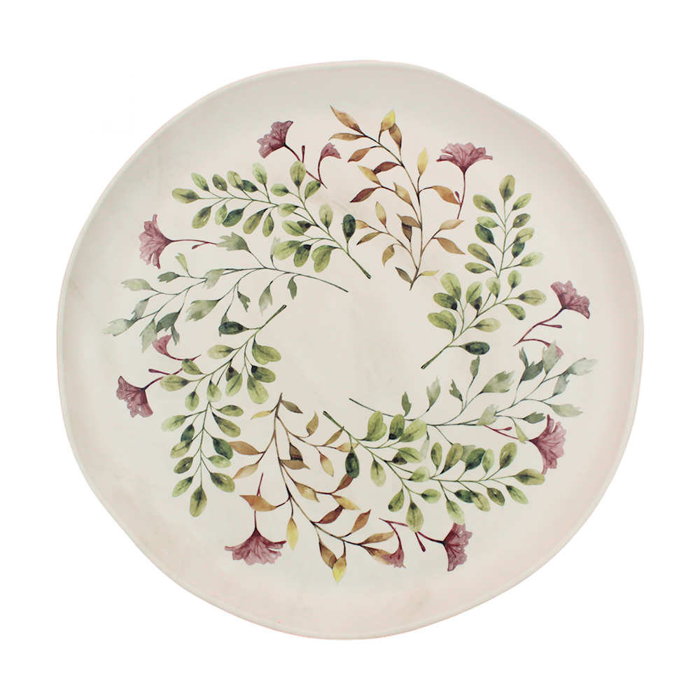 Mediterranean Garden Melamine Round Serving Platter
