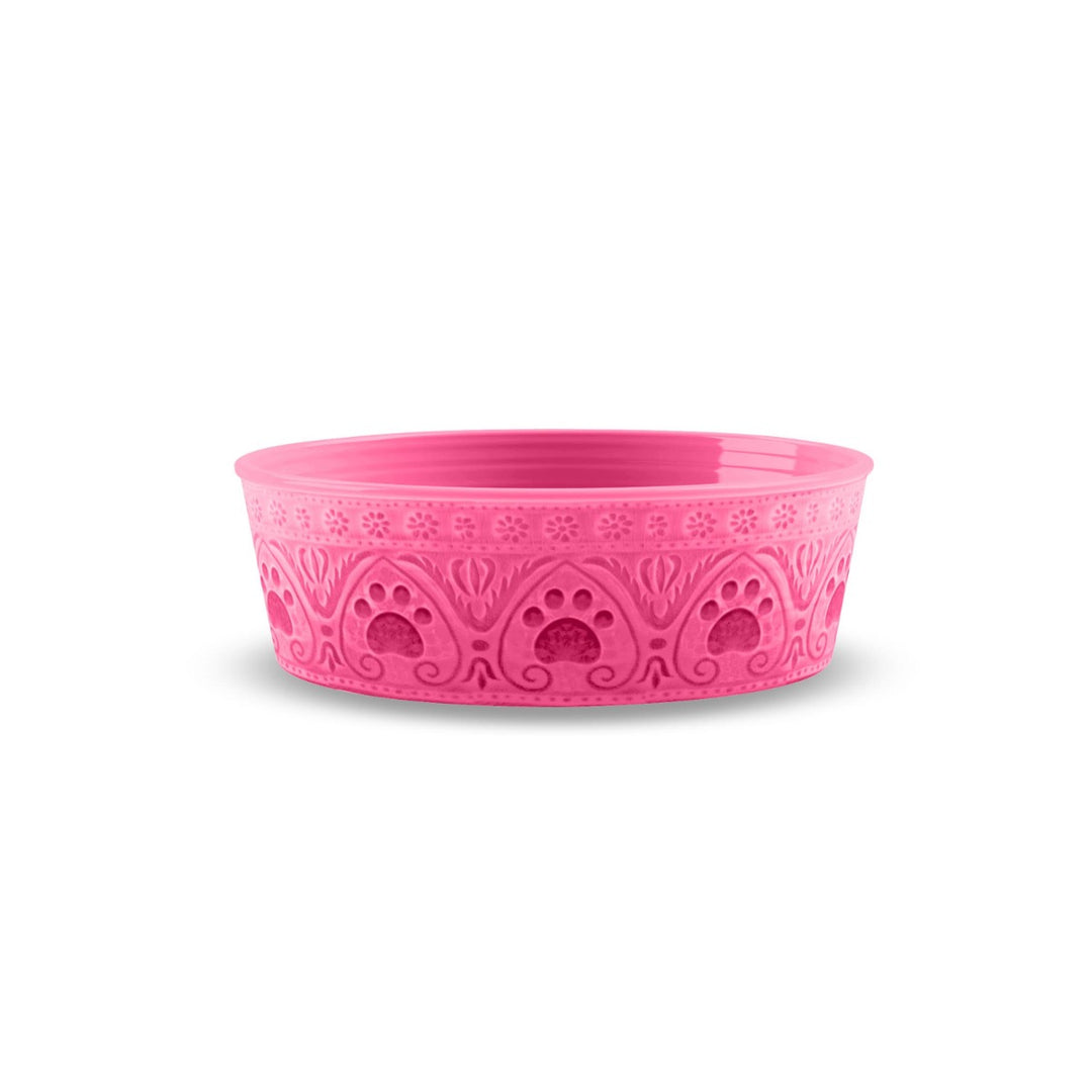 Pink Paw Print Melamine Pet Bowl - Small