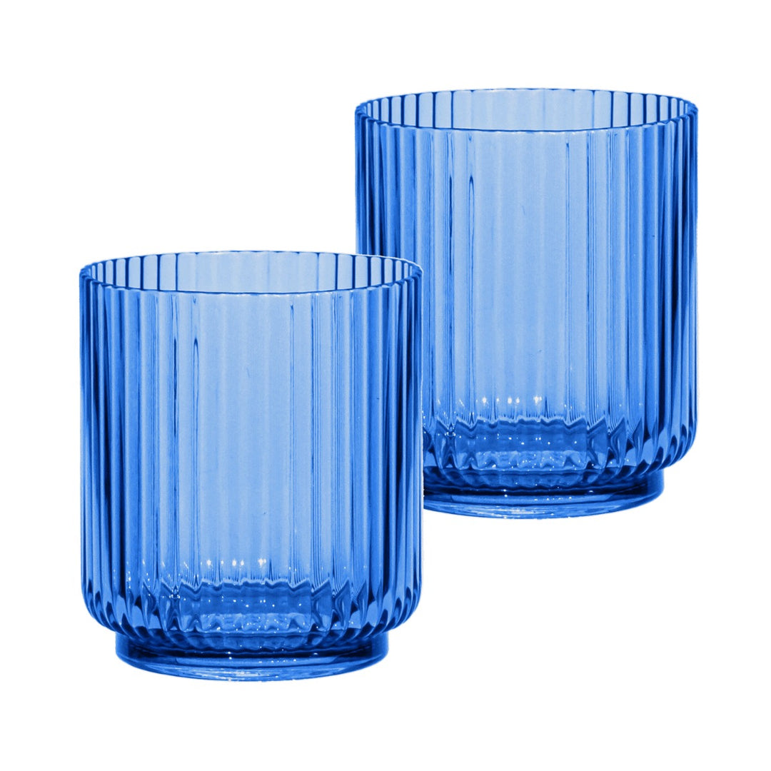 Mesa Acrylic Ribbed Tumbler Drinking Cups - Cobalt Blue