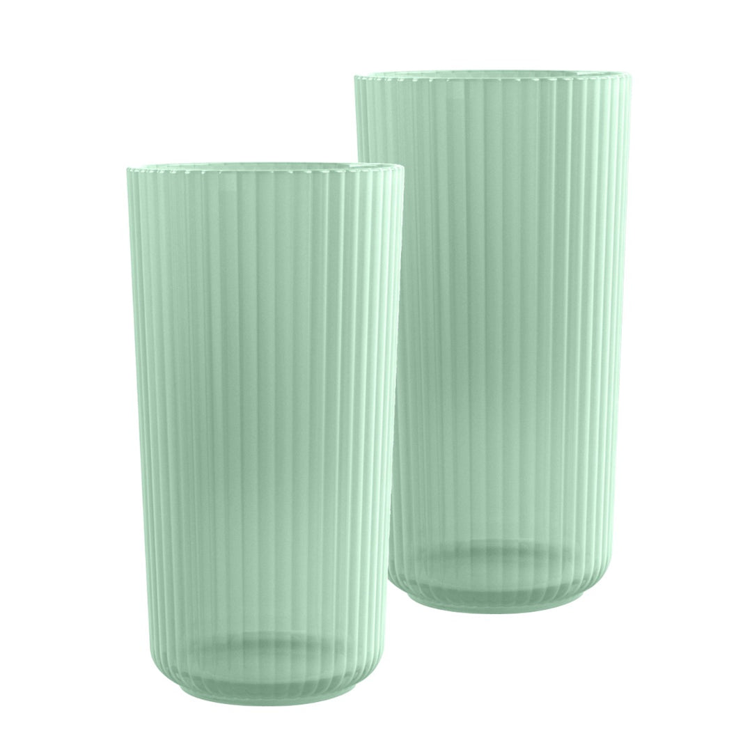 set of two green plastic large drinking cups