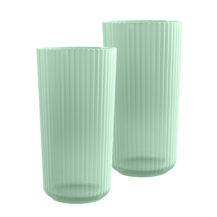 set of two green plastic large drinking cups