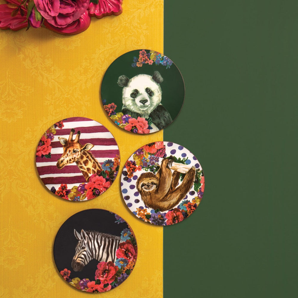  1 x giraffe & 1 x panda) on vibrant designs.