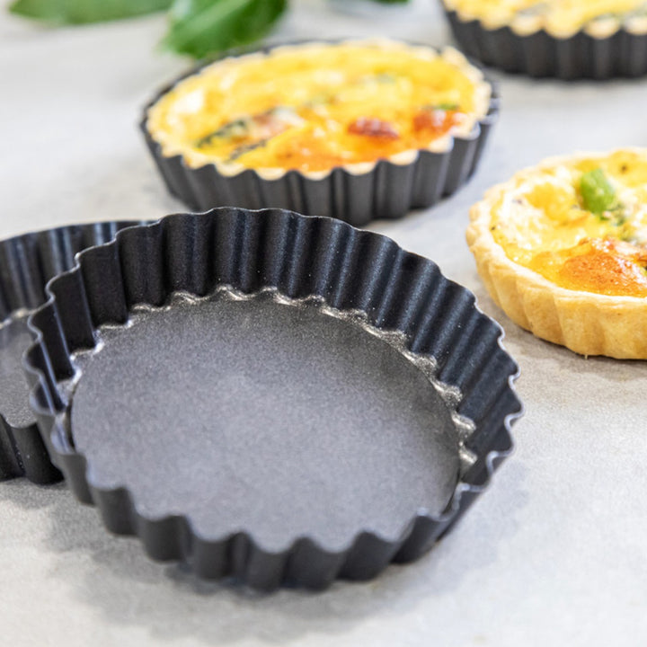 KitchenCraft Non-Stick Mini Fluted Flan Tins