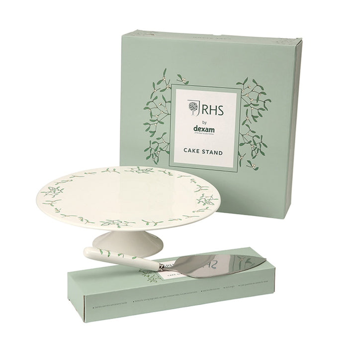 Dexam RHS Ivory Mistletoe Ceramic Cake Stand