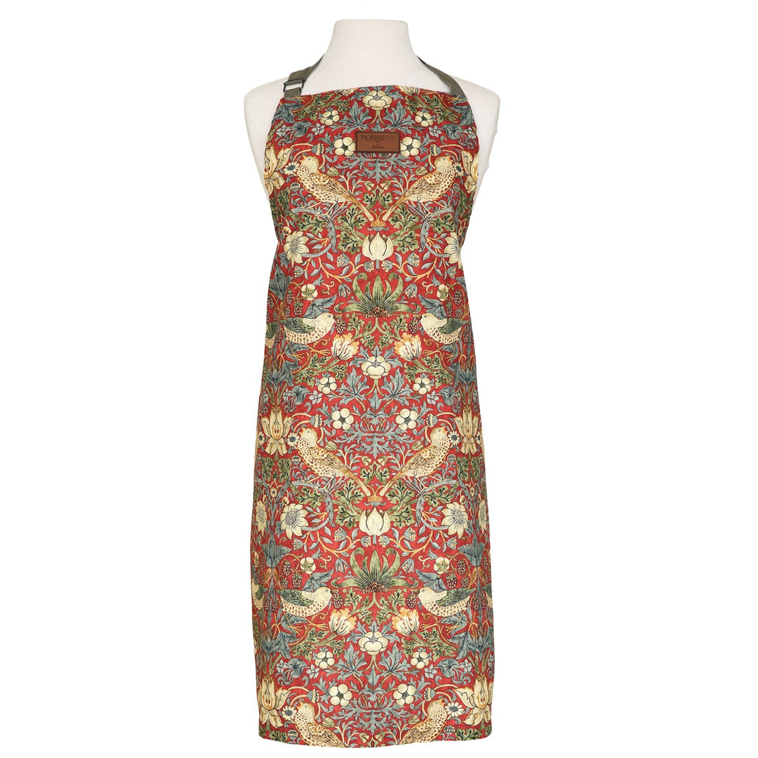 Morris & Co Strawberry Thief Apron - Red