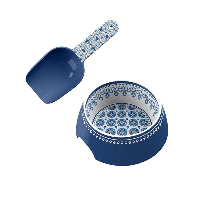 Moroccan Indigo Melamine Pet Bowl & Scoop Set