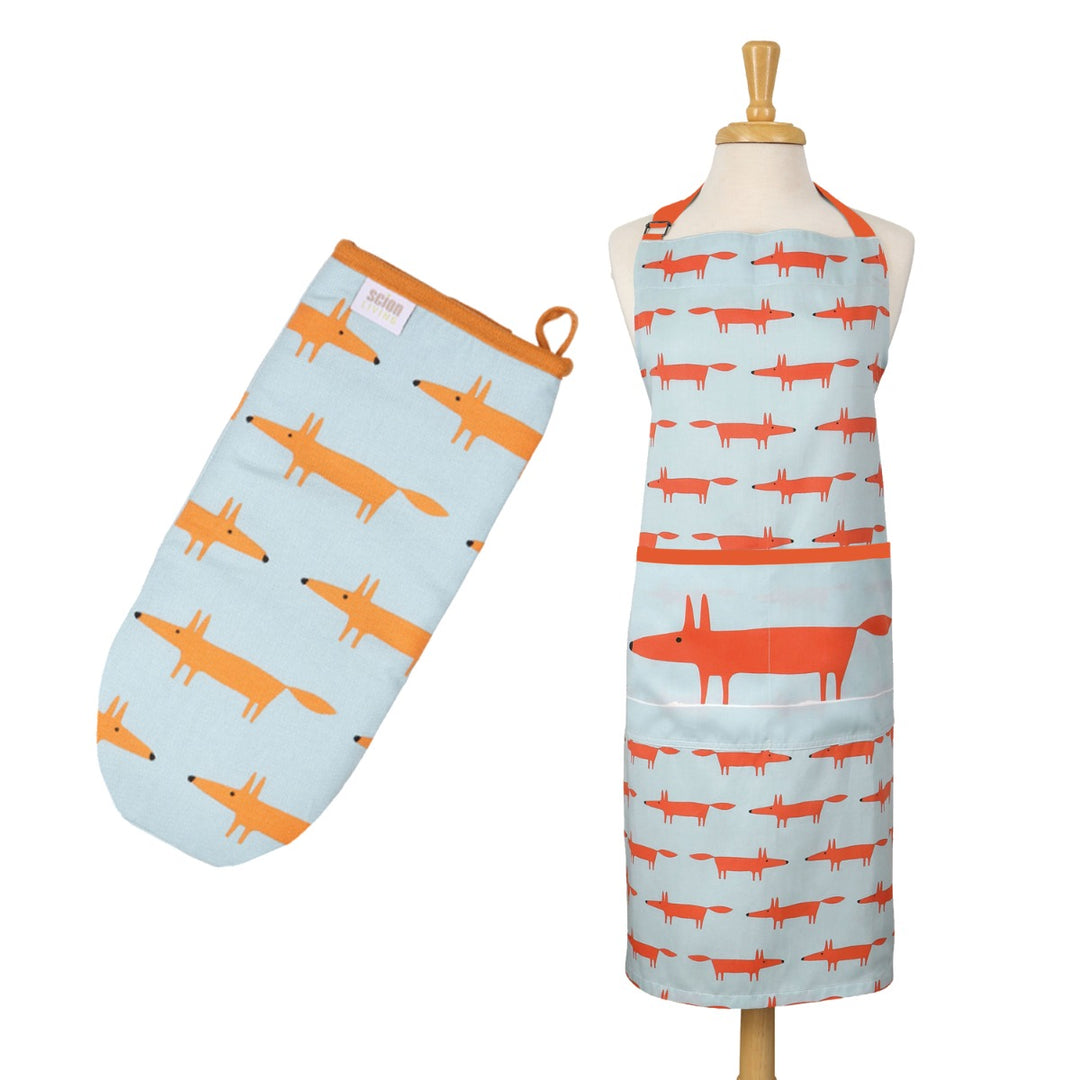 Scion Mr Fox Apron & Oven Gauntlet Set - Blue