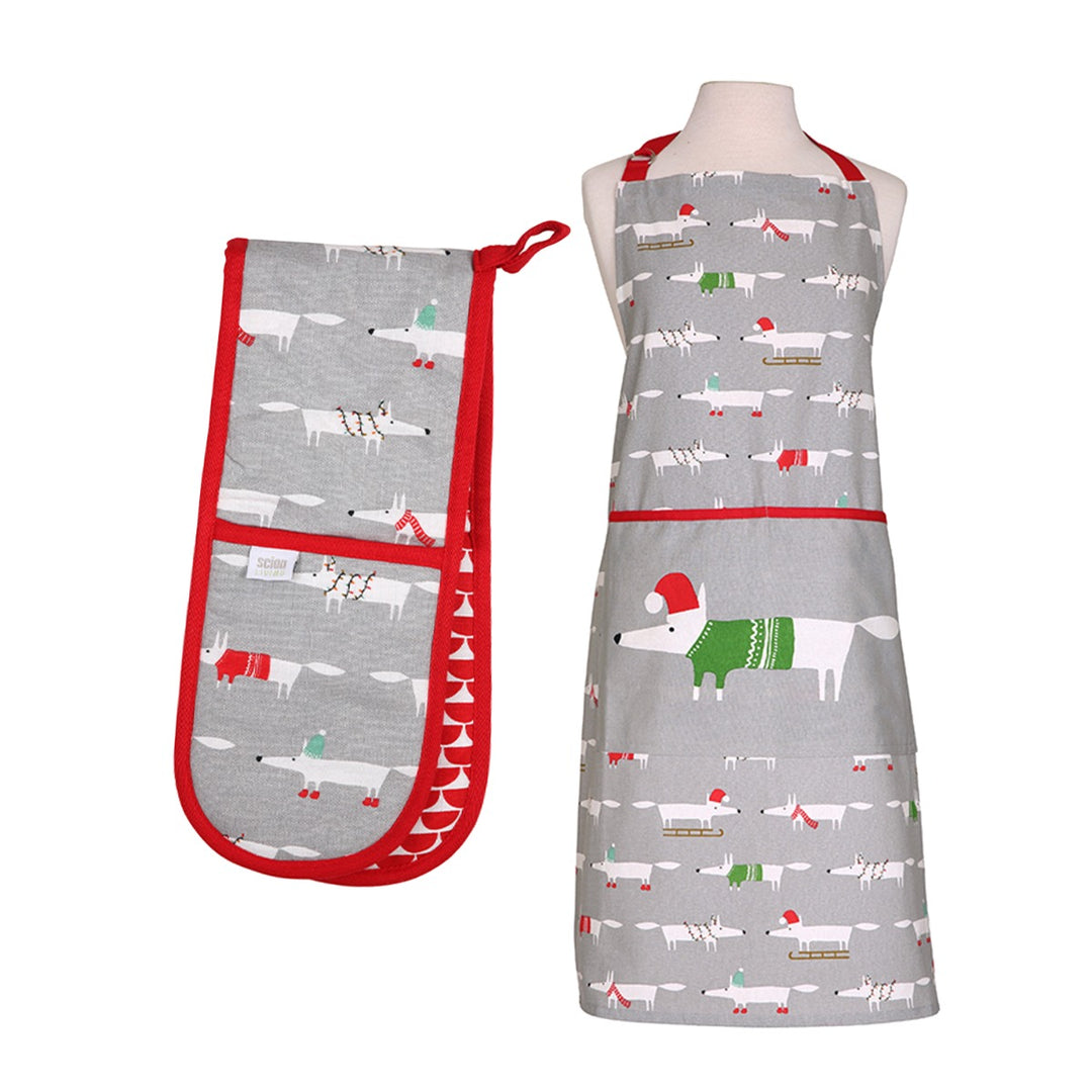 Scion Mr Fox Christmas Apron & Double Oven Glove Set