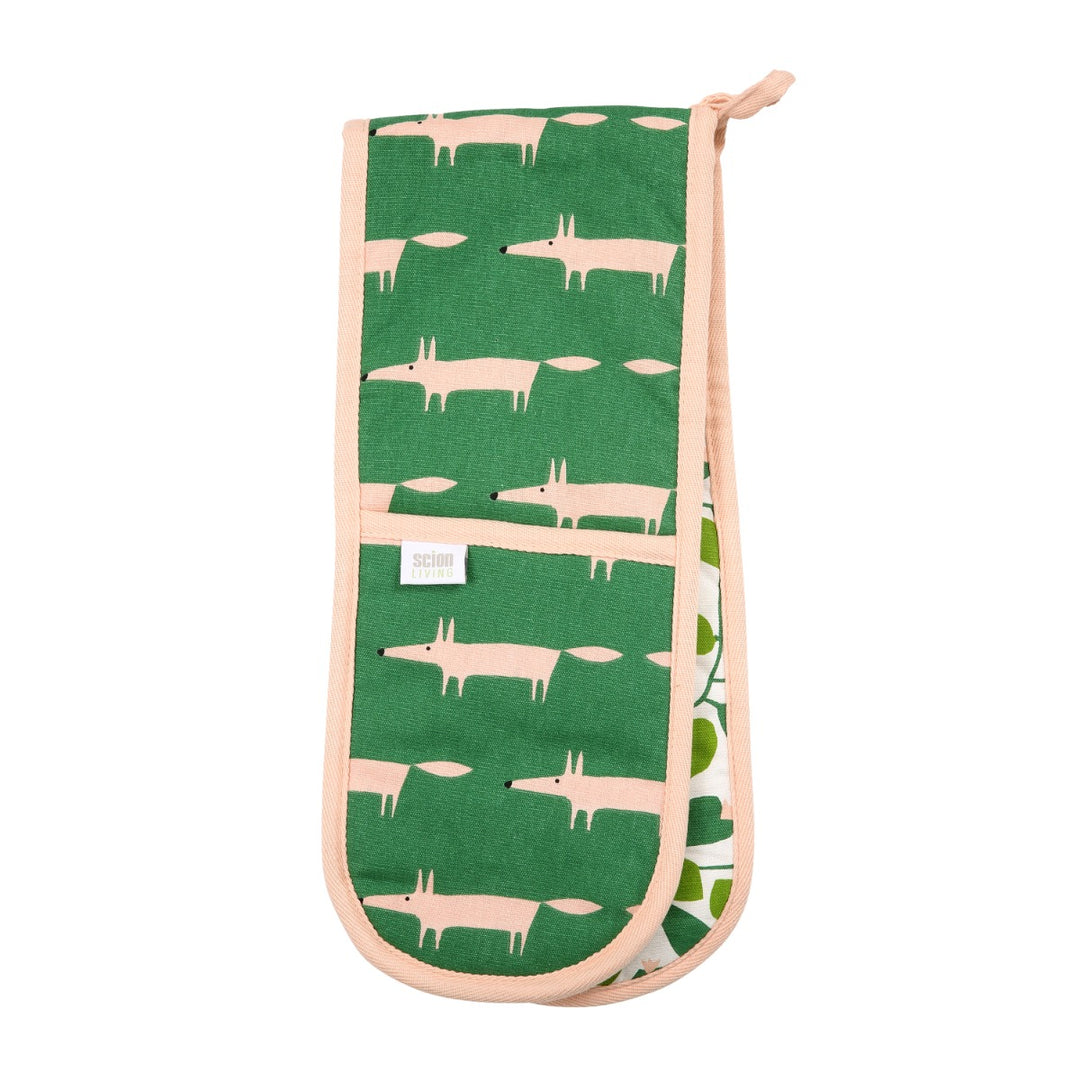 Scion Mr Fox Mint Leaf Double Oven Glove