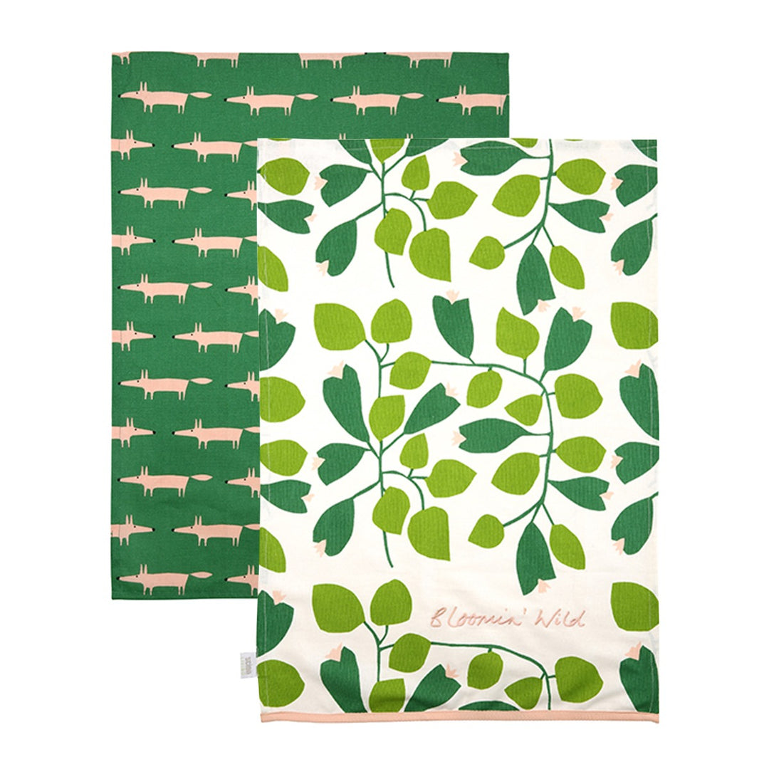 Scion Mr Fox Mint Leaf Tea Towels Set