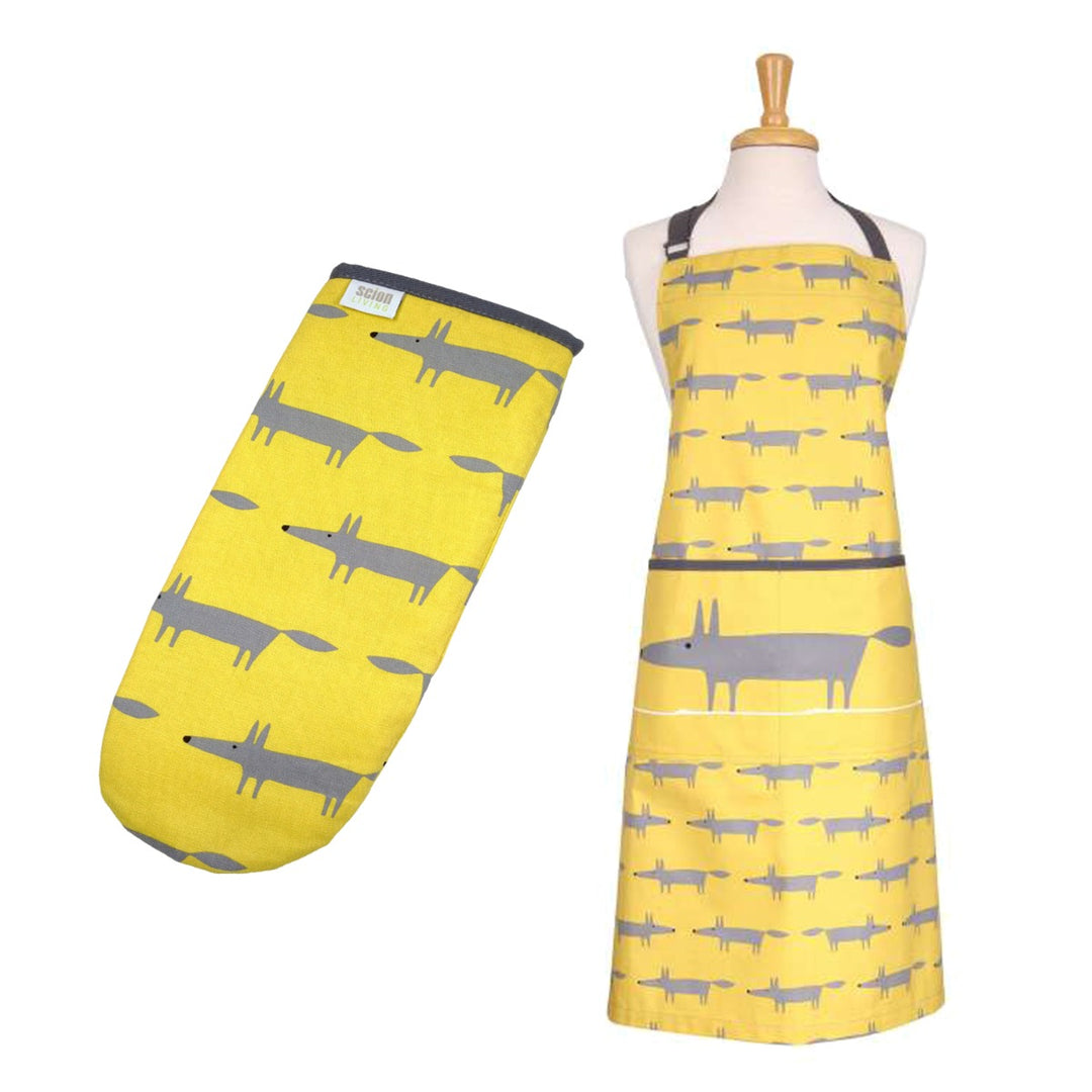 Scion Mr Fox Apron & Oven Gauntlet Set - Yellow