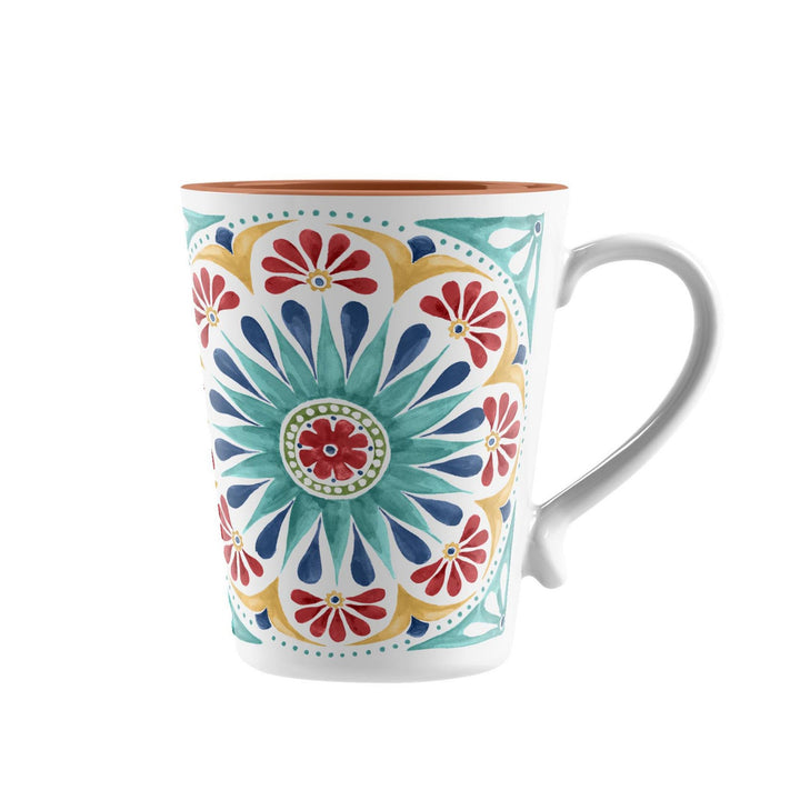 Rio Medallion Melamine 9 Piece Tray, Side Plates & Mugs Set