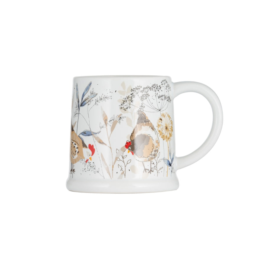 Country hens footed mug with comfortable handle