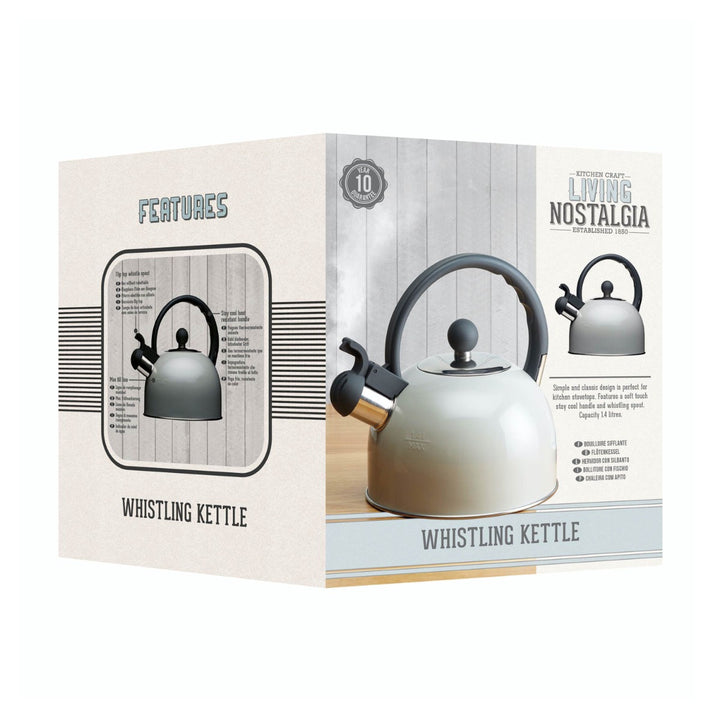 Living Nostalgia 1.4L Antique Cream Traditional Whistling Kettle