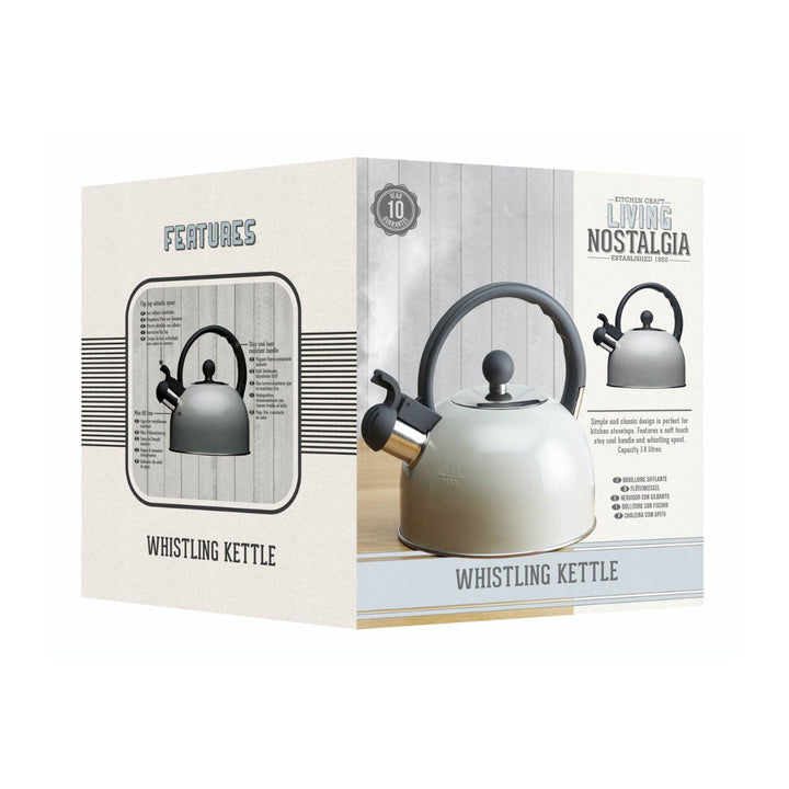 Living Nostalgia 1.4L French Grey Traditional Whistling Kettle