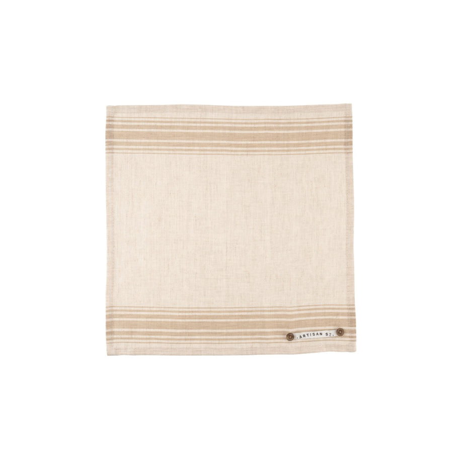 Natural coloured 100% linen napkin set with button detail