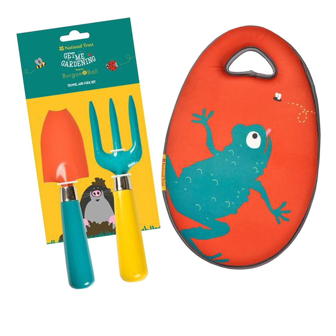 Burgon & Ball National Trust Kids Set - Frog Kneelo & Tool Kit