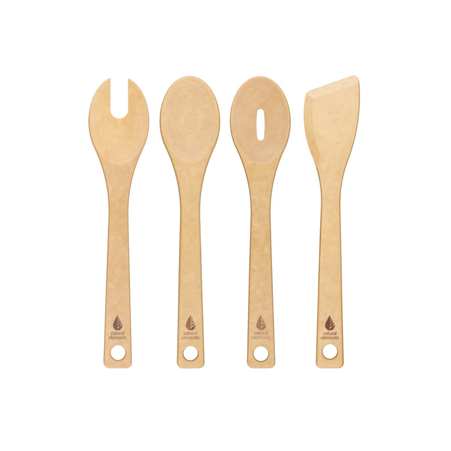 Set of 4 kitchen utensils made from recycled wood fibre
