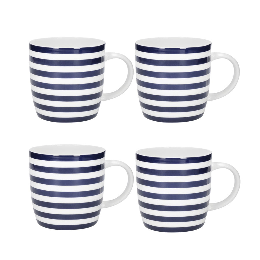 four pack of nautical stripe themed drinking mugs
