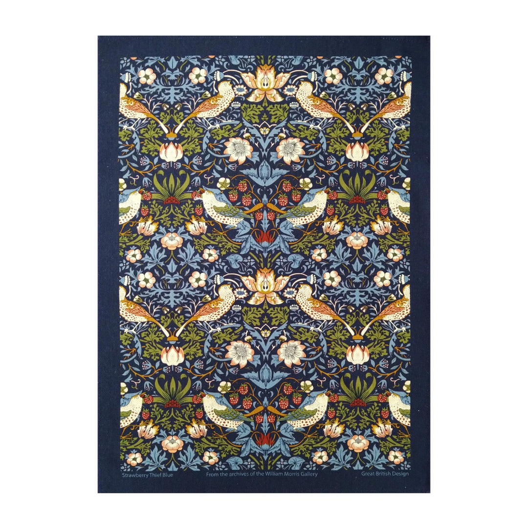 Le Chateau William Morris Strawberry Thief Tea Towel - Navy