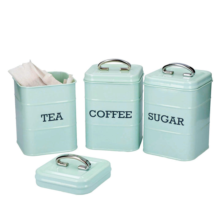Living Nostalgia Vintage Blue Tea, Coffee & Sugar Canister Set