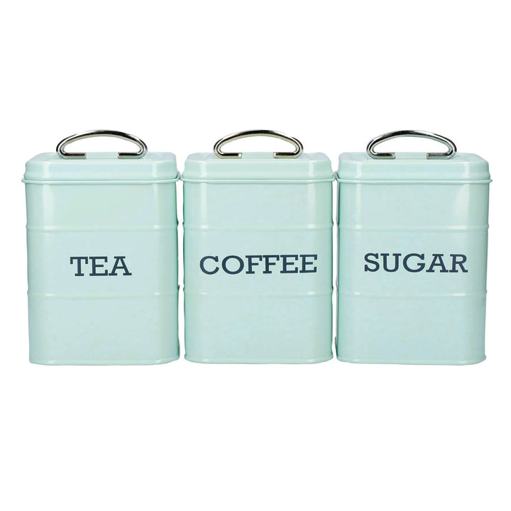 Living Nostalgia Vintage Blue Tea, Coffee & Sugar Canister Set