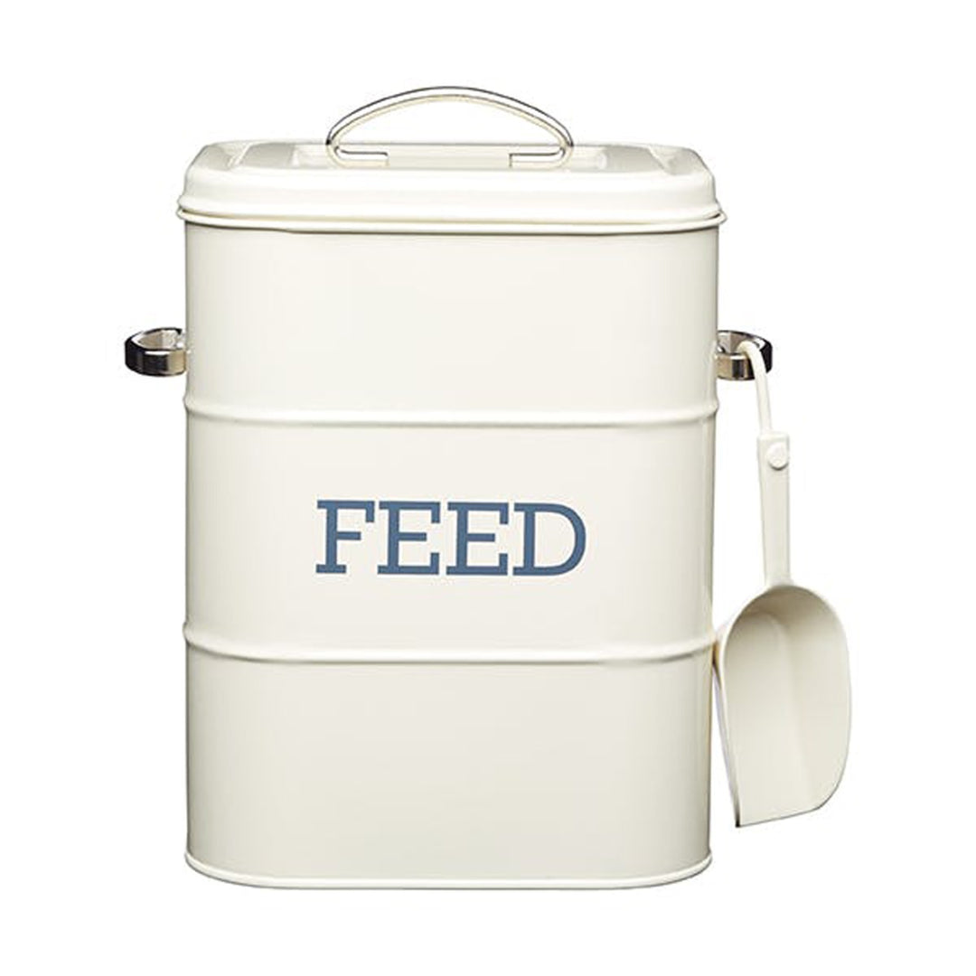 Living Nostalgia Antique Cream Feed Tin & Scoop Set