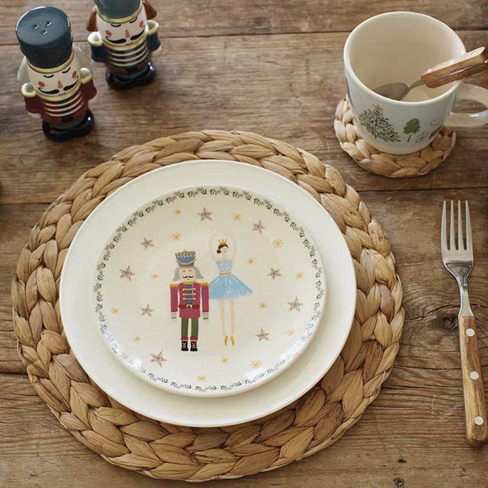 Christmas canape plate with hand painted print