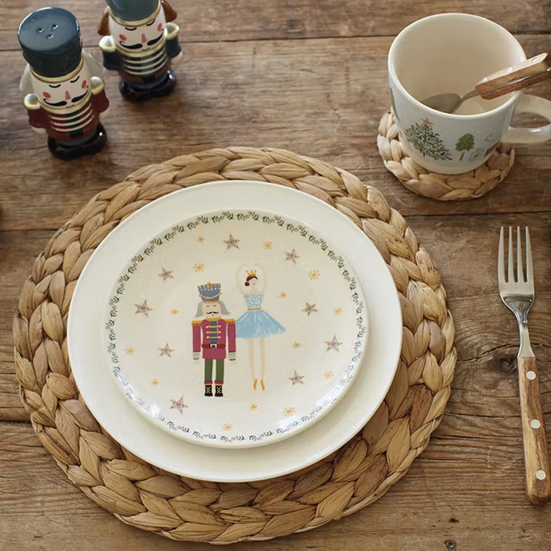 Christmas canape plate with hand painted print