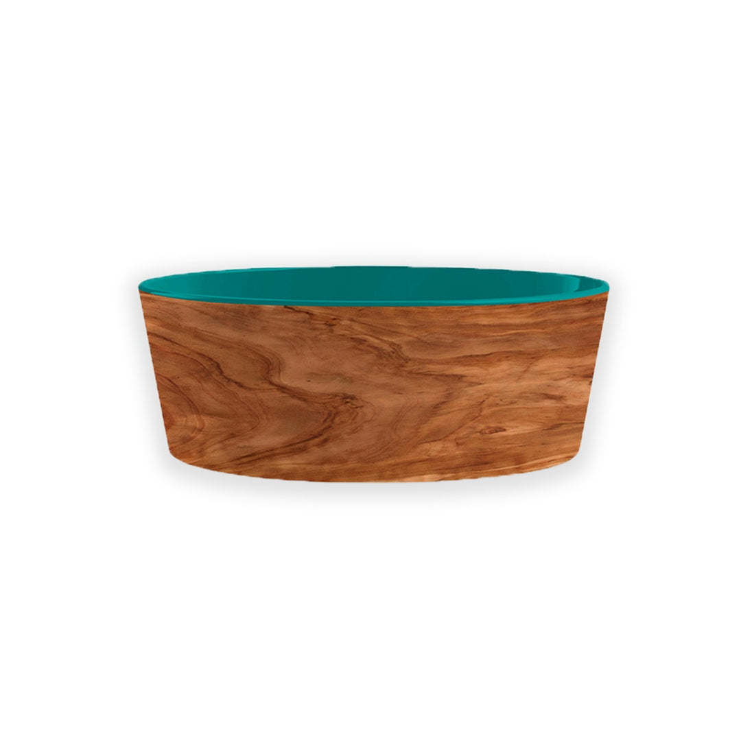 Olive Wood Teal Melamine Pet Food Bowl - Medium
