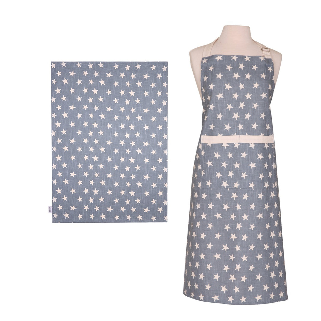 Dexam Organic Cotton Apron & Tea Towel Set - Blue Stars