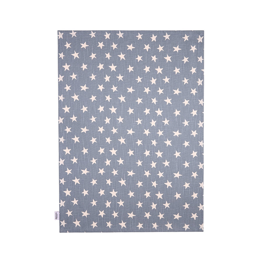 Uneven star-printed blue tea towel, made from high-quality organic cotton