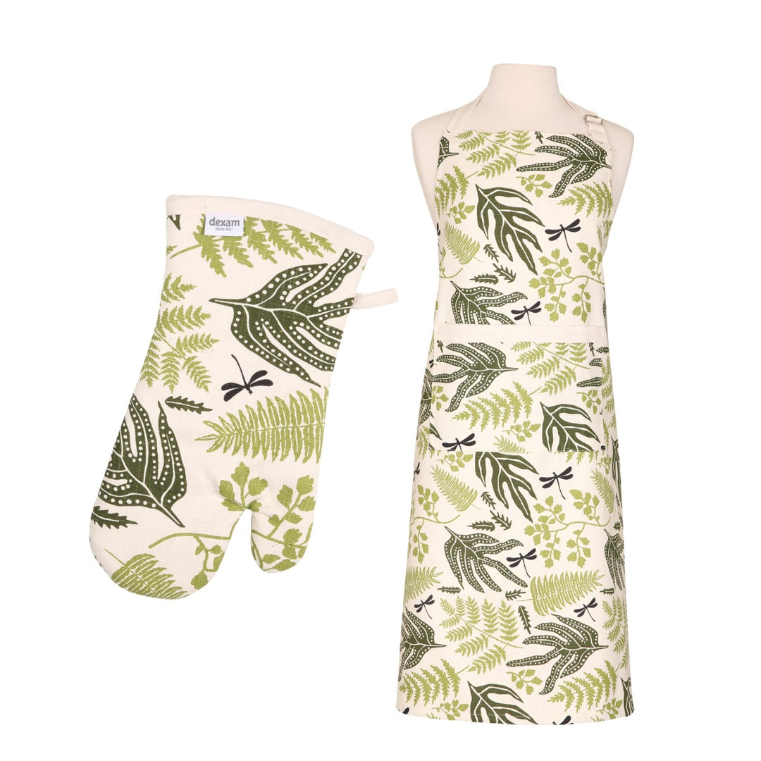 Dexam Organic Cotton Apron & Oven Gauntlet Set - Fern