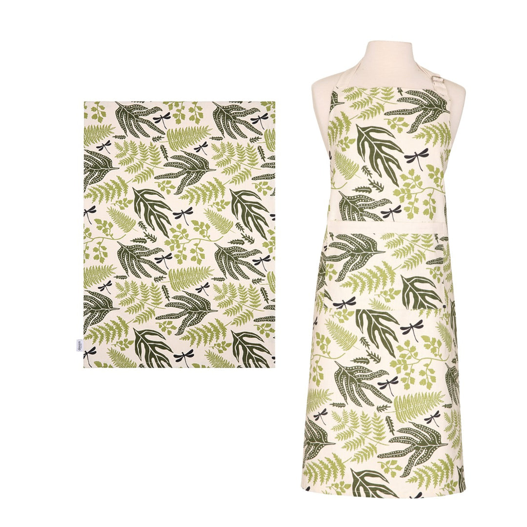 Dexam Organic Cotton Apron & Tea Towel Set - Fern